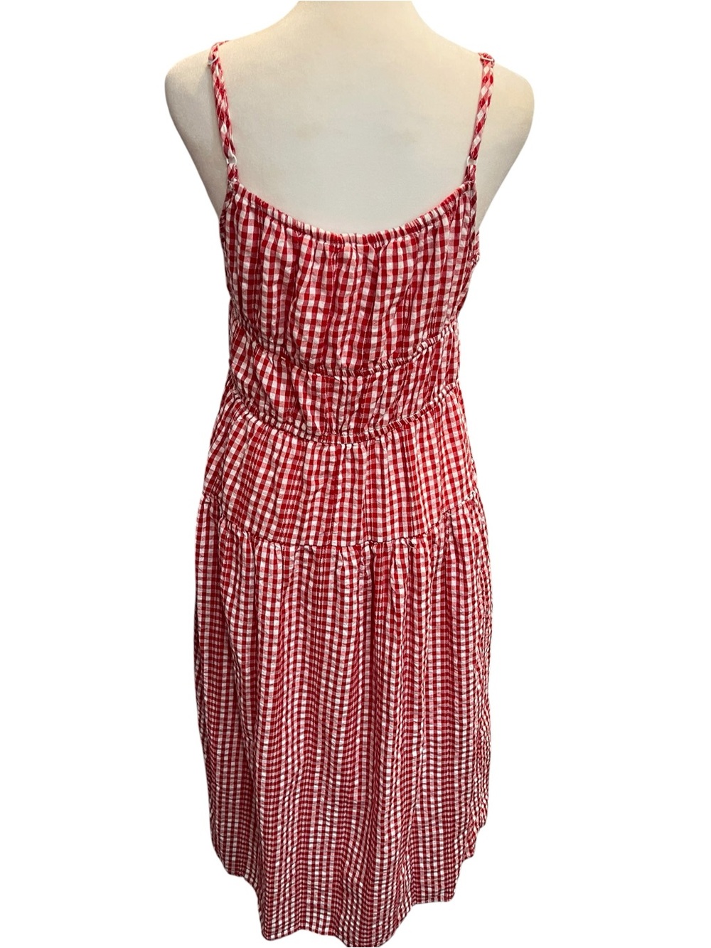 Sim & Sam Red Gingham Max Dress with Smocked Bodice - Large - Picture 2 of 9